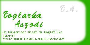 boglarka aszodi business card